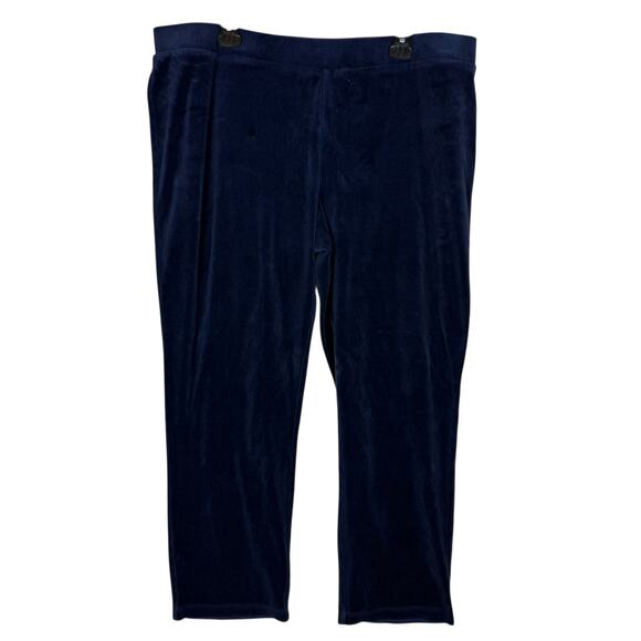 Weekends By Chico's Pants Womens 3 Blue Velvet High-Rise Elastic Waist Pull On - Picture 1 of 13